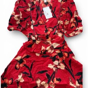 Floral Red Mini Dress